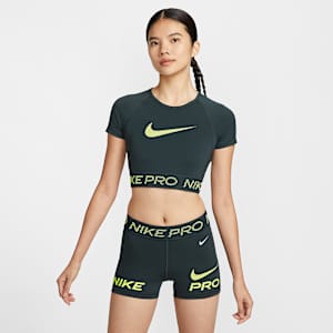 Nike Pro Women's Dri-FIT Short-Sleeve Cropped Graphic Top