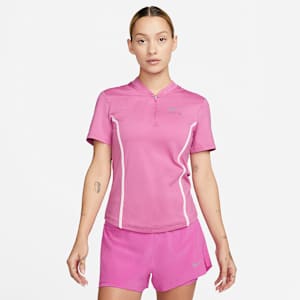 Nike Air Dri-FIT 女款短袖 1/4 開襟拉鍊跑步上衣