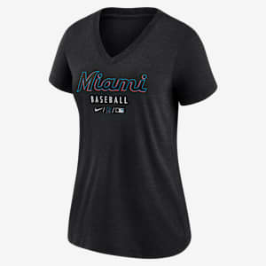 Miami Marlins Authentic Collection Women's Nike MLB V-Neck T-Shirt