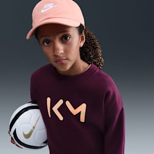 Kylian Mbappé Club Fleece Nike Fußball Oversize-Sweatshirt mit Rundhalsausschnitt für ältere Kinder (Mädchen)