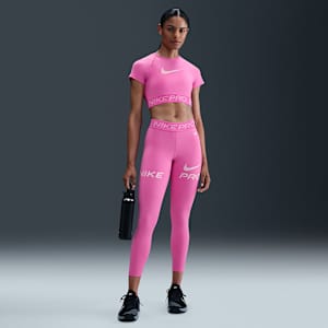 Nike Pro Women's Mid-Rise 7/8 Mesh-Panel Graphic Leggings
