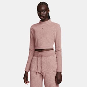 Playera de tejido Fleece cálida de cuello alto y manga larga de corte slim para mujer Nike Sportswear Phoenix Plush