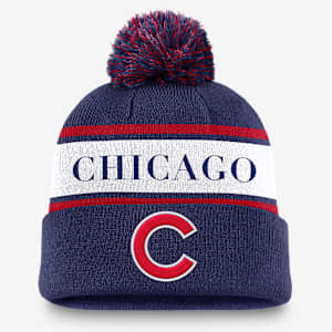 Chicago Cubs Team Stripe Peak Men's Nike MLB Cuffed Pom Beanie