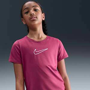 Nike One Fitted Big Kids' (Girls') Dri-FIT Short-Sleeve Top