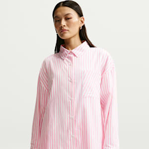 Nike Sportswear Chill Poplin Women's Oversized Woven Long-Sleeve Striped Top