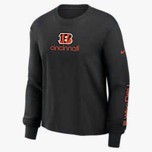 Playera de manga larga de la NFL Nike para mujer Cincinnati Bengals Boxy
