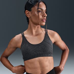 Sutiã de desporto estampado almofadado de suporte ligeiro Nike Zenvy para mulher