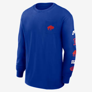 Playera de manga larga Nike de la NFL para hombre Buffalo Bills Rewind Max90 Pocket
