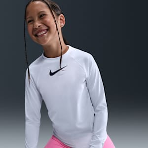 Playera de manga larga Dri-FIT UV para niña talla grande Nike Swim Hydroguard