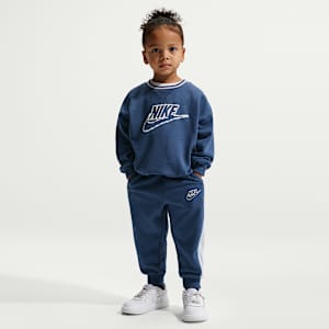 나이키 리틀키즈 프렌치 테리 컬러블록 투피스 크루 세트