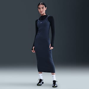 Vestido de tirantes de tela de minicanalé ajustado para mujer Nike Sportswear Chill Knit