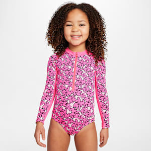 Traje de baño de una pieza de manga larga para niña talla pequeña Nike Swim