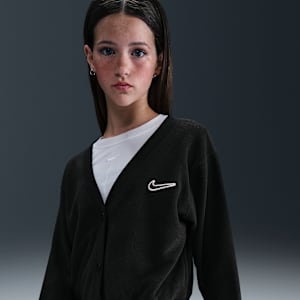 Cárdigan de manga larga de tejido Fleece para niña talla grande Nike Sportswear