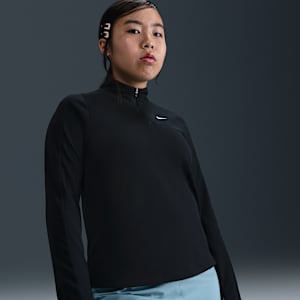 Tričko Nike Dri-FIT s dlouhým rukávem a polovičním zipem pro větší děti (dívky) (rozšířená velikost)