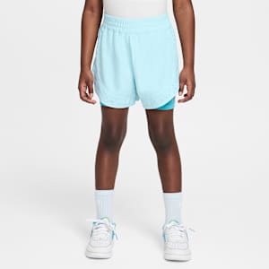 Shorts 2-Fer para niños talla pequeña Nike Dri-FIT Sunny Swoosh
