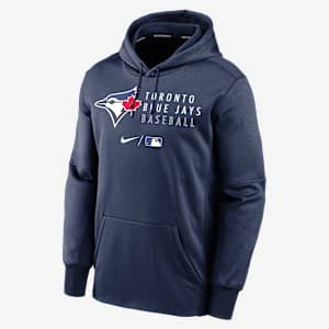 Toronto Blue Jays Authentic Collection Logo Stack Men's Nike Therma MLB Pullover Hoodie