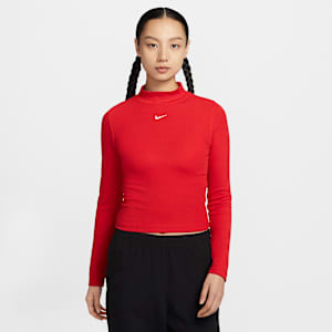 Nike Sportswear Essential Women's Ribbed Mock-Neck Long-Sleeve Top