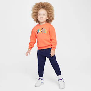 Conjunto de dos piezas de sudadera de cuello redondo de tejido Fleece ligero infantil Nike Sportswear Powder Play