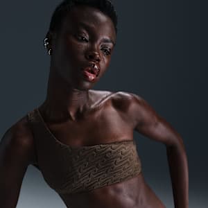 Top de bikini asimétrico para mujer Terry Nike Swim Swoosh Link