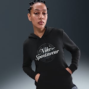 Sudadera con gorro sin cierre con estampado para mujer Nike Sportswear Club Fleece