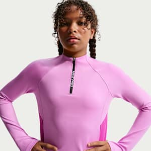 Nike Pro Dri-FIT-Longsleeve mit Halbreißverschluss (ältere Kinder, Mädchen)