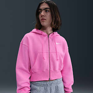 Sudadera con gorro holgada cropped con cierre completo para mujer Nike Sportswear Phoenix Fleece