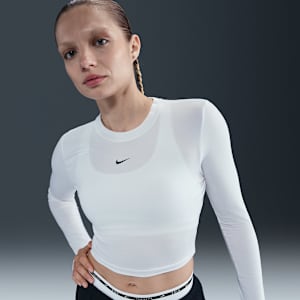 Γυναικεία μακρυμάνικη crop μπλούζα σε στενή γραμμή Nike Sportswear Chill Knit
