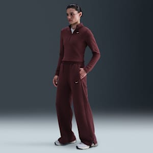 Pants de tejido Fleece cálidos de piernas anchas y tiro alto para mujer Nike Sportswear Phoenix Plush