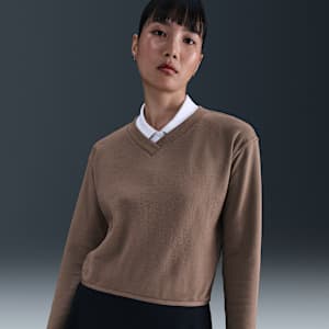 Playera de golf de manga larga de cuello en V para mujer Nike