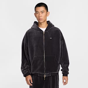 LeBron 男款絲絨全長式拉鍊籃球連帽上衣