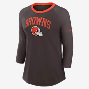 Playera de manga ¾ Nike de la NFL para mujer Cleveland Browns