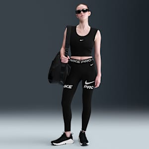 Nike Pro Women's Mid-Rise 7/8 Mesh-Panel Graphic Leggings