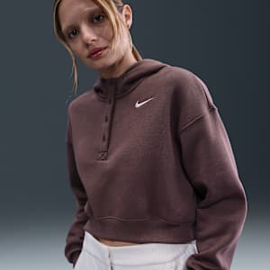 Felpa oversize corta serafino con cappuccio Nike Sportswear Phoenix Fleece – Donna
