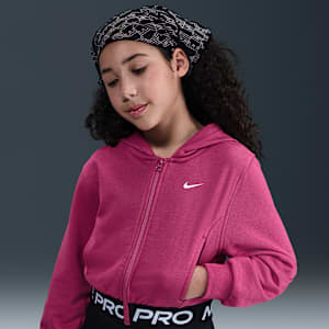 Sudadera con gorro Dri-FIT de cierre completo para niña talla grande Nike Pro Fleece