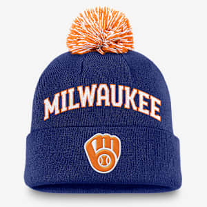 Gorro Nike de la MLB con dobladillo y pompón para hombre Milwaukee Brewers Peak