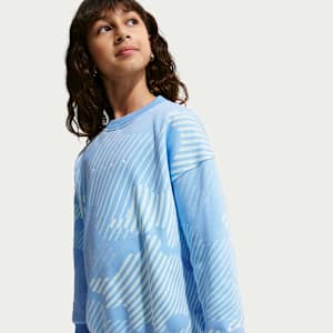 Nike Sportswear Club Fleece szögletes fazonú, kerek nyakkivágású pulóver nagyobb gyerekeknek (lányoknak)