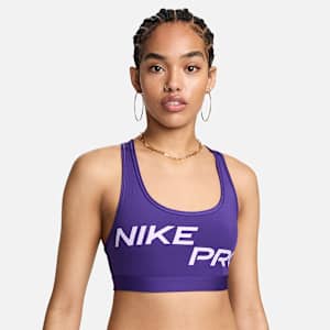 สปอร์ตบรามีกราฟิกผู้หญิงไม่เสริมฟองน้ำ Nike Pro Swoosh Light Support