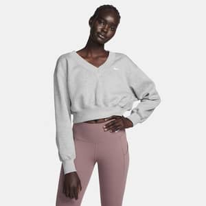 Sudadera cropped de cuello en V para mujer Nike Sportswear Phoenix Fleece