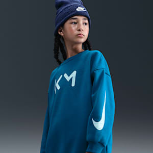 Kylian Mbappé Club Fleece Nike Fußball Oversize-Sweatshirt mit Rundhalsausschnitt für ältere Kinder (Mädchen)