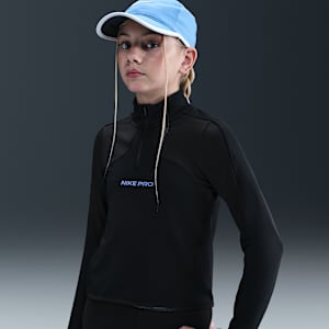 Nike Pro Big Kids' (Girls') Therma-FIT 1/2-Zip Long-Sleeve Top