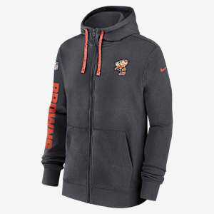 Sudadera con gorro de cierre completo Nike para hombre Cleveland Browns Sideline Team Issue Club