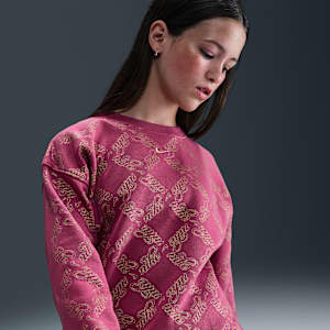 Nike Sportswear Club Fleece Big Kids' (Girls') Oversized Printed Crewneck Sweatshirt