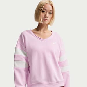 나이키 스포츠웨어 클럽 플리스 여성 오버사이즈 브이넥 스웻셔츠
