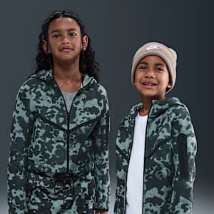 Nike Tech-camohættetrøje i fleece med lynlås til større børn (drenge)