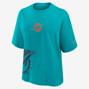 Playera Nike de la NFL para mujer Miami Dolphins Boxy