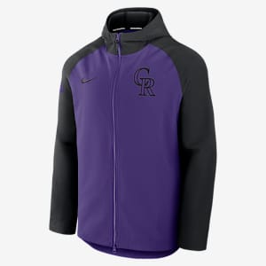 Chamarra Nike Therma de la MLB de cierre completo para hombre Colorado Rockies Authentic Collection