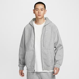 Nike Solo Swoosh 男款全長式拉鍊 Fleece 連帽上衣