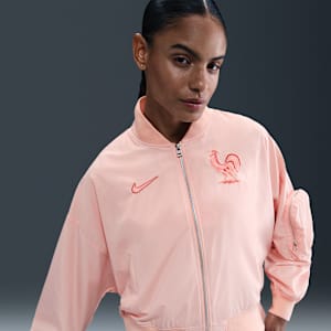 Casaco bomber de futebol folgado Nike Essential FFF para mulher