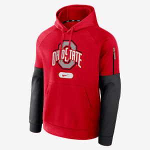 Sudadera con gorro sin cierre universitaria Nike Therma para hombre Ohio State Buckeyes Fitness