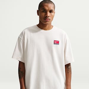 Ανδρική κοντομάνικη πλεκτή μπλούζα Nike Life σε τετράγωνη γραμμή